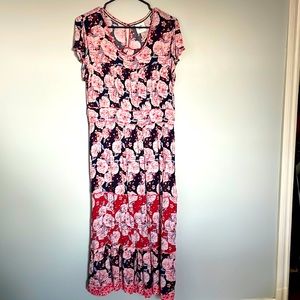 Red floral Knox rose long dress